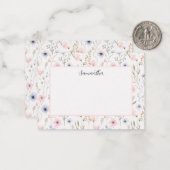 Carte De Correspondance Floral rose bleu personnalisé (Devant/Arrière en situation)