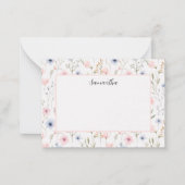 Carte De Correspondance Floral rose bleu personnalisé (Devant)