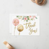 Carte De Correspondance Floral rose fille merci (Devant/Arrière en situation)