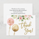 Carte De Correspondance Floral rose fille merci (Devant / Derrière)