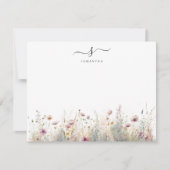 Carte De Correspondance Floral rose pâle Simple Monogramme Chic (Devant)