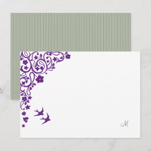 Carte De Correspondance Floral Secret Jardin Sage Striage Script Monogramm