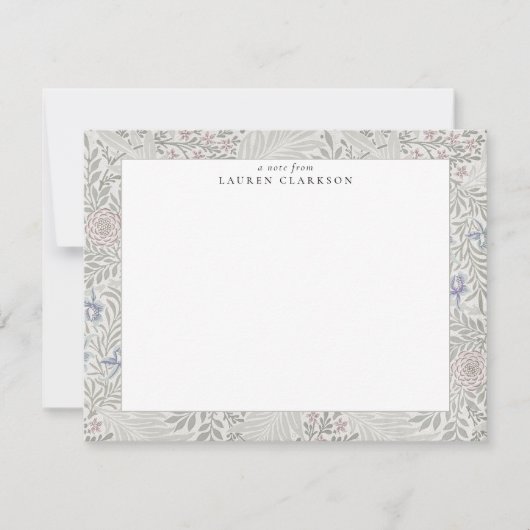 Carte de correspondance florale grise William Morr (Devant)