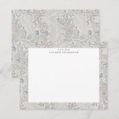 Carte de correspondance florale grise William Morr (Devant / Derrière)