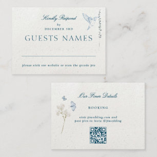 Carte De Correspondance Florales d'hiver Mariage classique QR CODE RSVP