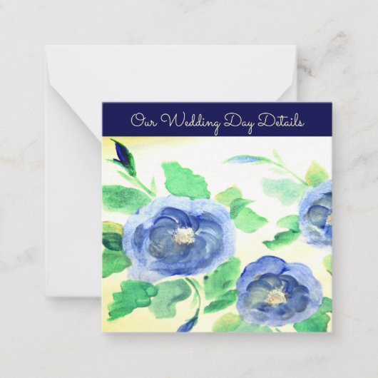 Carte De Correspondance Flore Rose bleu foncé (Devant)