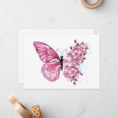Carte De Correspondance Flower Butterfly (Devant/Arrière en situation)