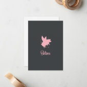 Carte De Correspondance Flying Pig Believe Flat Note Card (Devant/Arrière en situation)