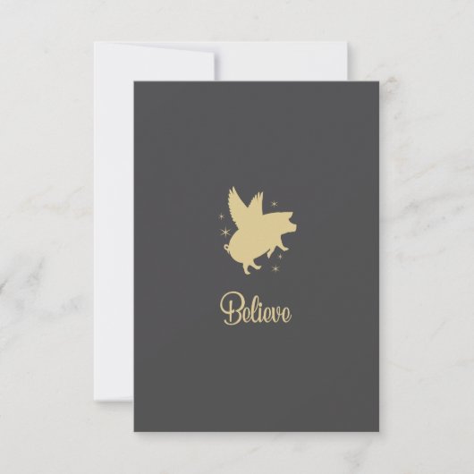 Carte De Correspondance Flying Pig Believe Flat Note Card (Devant)