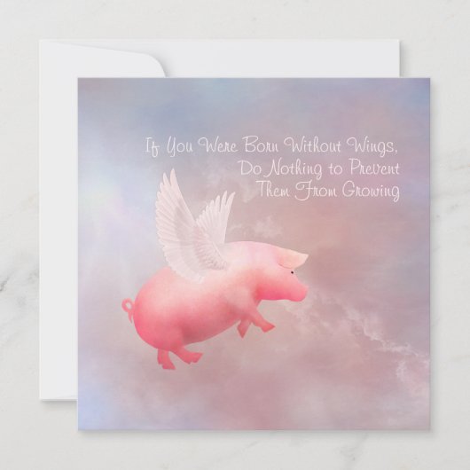 Carte De Correspondance Flying Pig Grow Your Wings (Devant)