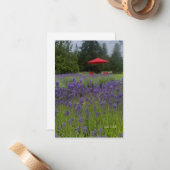 Carte De Correspondance Foggy Day, Lavenders & Red Umrella (Devant/Arrière en situation)