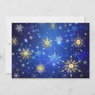 Carte De Correspondance Fond bleu de Noël avec flocons d'or