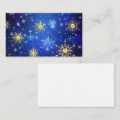 Carte De Correspondance Fond bleu de Noël avec flocons d'or (Devant / Derrière)