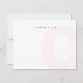 Carte De Correspondance Fond Monogramme Rose Clair Nom Complet (Devant)