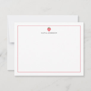 Carte De Correspondance Fond personnalisé rouge à fraise aquarelle