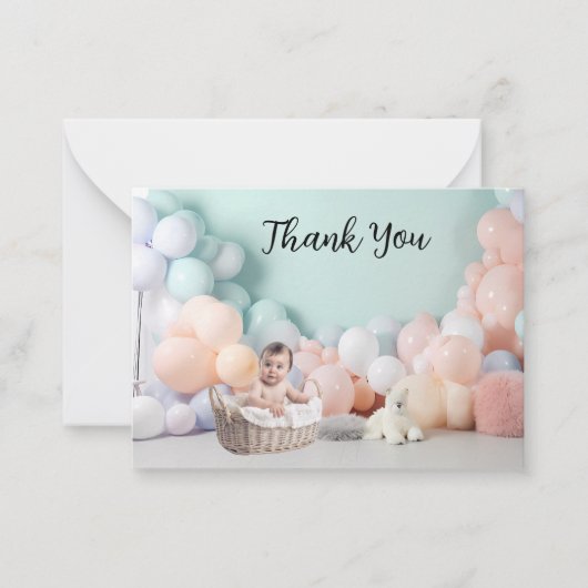 Carte De Correspondance Fond photo baby shower Merci (Devant)