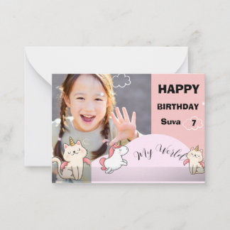 Carte De Correspondance Fond rose et joyeux anniversaire de fille