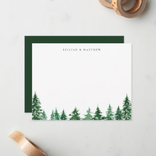 Carte De Correspondance Forêt d'aquarelle rustique