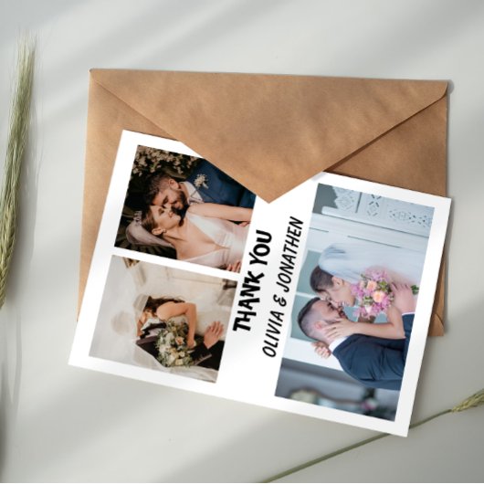 Carte De Correspondance Four Photo Collage Wedding Thank You