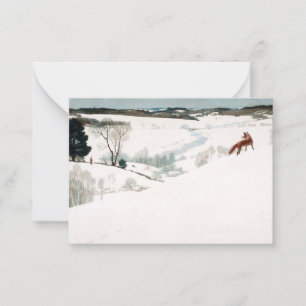 Carte De Correspondance Fox dans la neige, 1935 par Newell Convers Wyeth