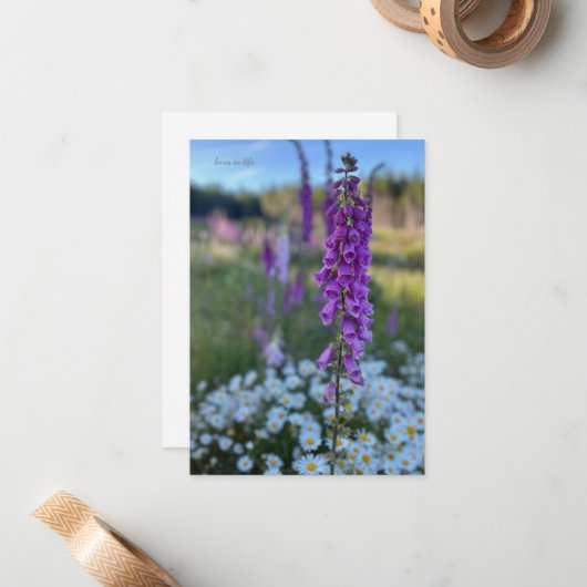 Carte De Correspondance Foxglove & Daisies (Devant/Arrière en situation)