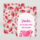 Carte De Correspondance Fraise Berry Sweet Kids Valentines Day (Devant / Derrière)