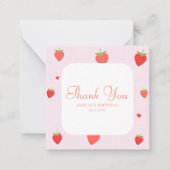 Carte De Correspondance Fraises Sucrées rose Fille Merci budgétaire (Devant)