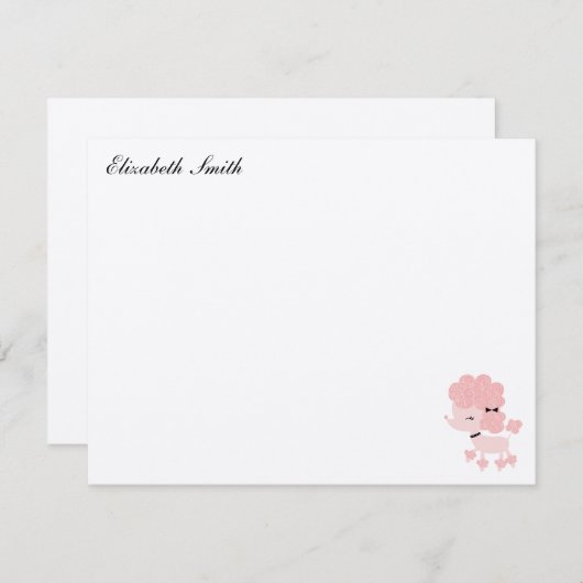 Carte De Correspondance French Poodle Custom Flat Merci Notes (Devant / Derrière)