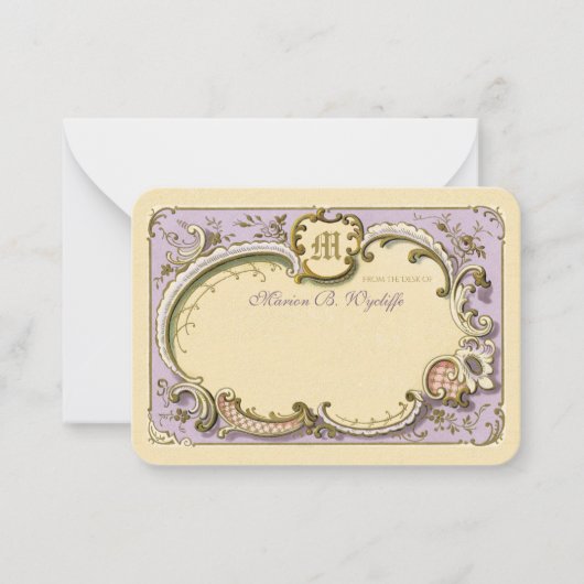 Carte De Correspondance French Rococo cadre élégant Antique Gold Lilac (Devant)