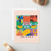 Carte De Correspondance FRIENDS™ | Central Perk Graphique Vibrant (Devant/Arrière en situation)