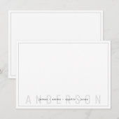 Carte De Correspondance Frontière gris foncé minimal Nom de famille (Devant / Derrière)