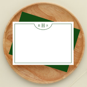 Carte De Correspondance Frontière minimaliste de trois monogrammes   Vert