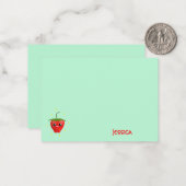 Carte De Correspondance Fruit Monogram kawaii sur turquoise (Devant/Arrière en situation)