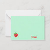 Carte De Correspondance Fruit Monogram kawaii sur turquoise (Devant)