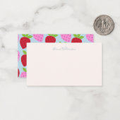 Carte De Correspondance Fruit Pink Bleu Fraise Nom personnalisé Petit (Devant/Arrière en situation)