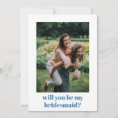 Carte De Correspondance Fun Blue Retro Motif Bridesmaid Proposition (Devant)