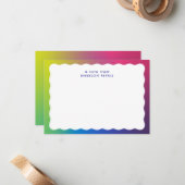 Carte De Correspondance Fun coloré arête ondulée simple nom d'enfant rétro (Devant/Arrière en situation)