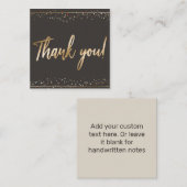 Carte De Correspondance Fun Confetti Faux Gold Foil Script Merci (Devant / Derrière)