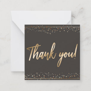 Carte De Correspondance Fun Confetti Faux Gold Foil Script Merci
