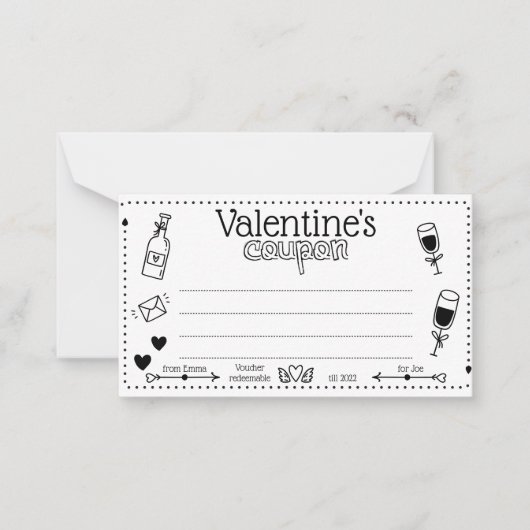 Carte De Correspondance Fun Coupons Saint Valentin / Anniversaire Couple C (Devant)