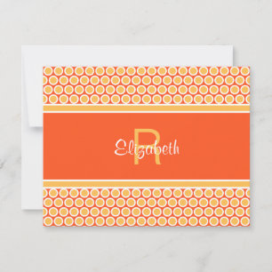 Carte De Correspondance Fun Monogram Jaune Orange Blanc Motif géométrique