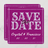 Carte De Correspondance Fun Purple Enregistrer La Date (Devant / Derrière)