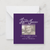 Carte De Correspondance Funérailles dans nos coeurs poème loisir violet (Devant)