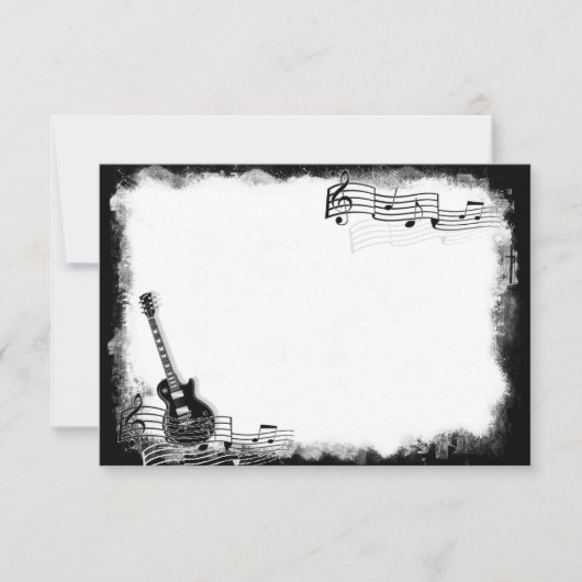 Carte De Correspondance Funky Electric Guitar Flat Merci Note (Devant)
