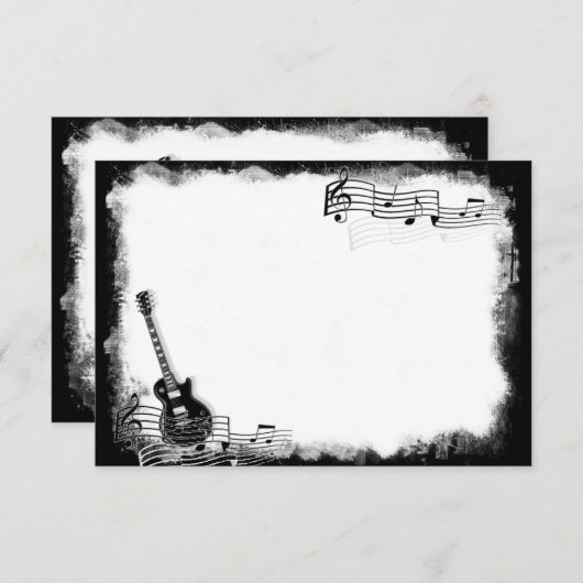 Carte De Correspondance Funky Electric Guitar Flat Merci Note (Devant / Derrière)