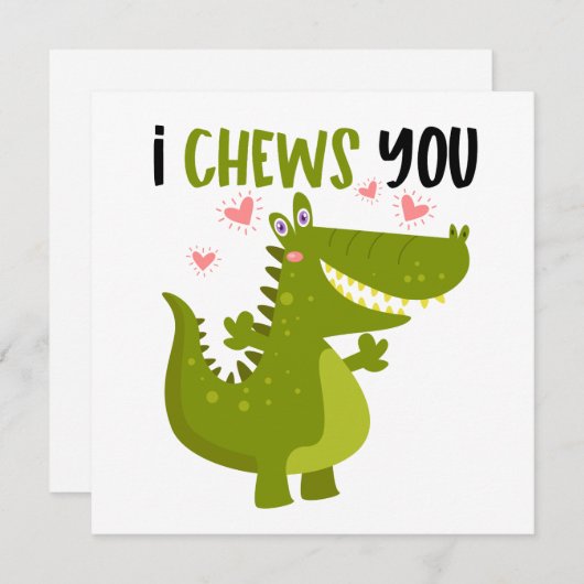 Carte De Correspondance Funny Alligator Love pun (Devant / Derrière)