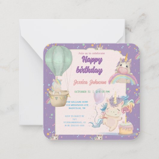 Carte De Correspondance Funny Birthday Unicorn (Devant)