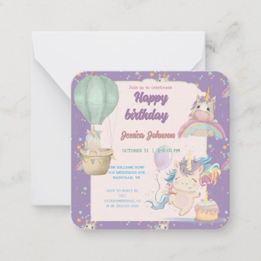 Carte De Correspondance Funny Birthday Unicorn (Devant)