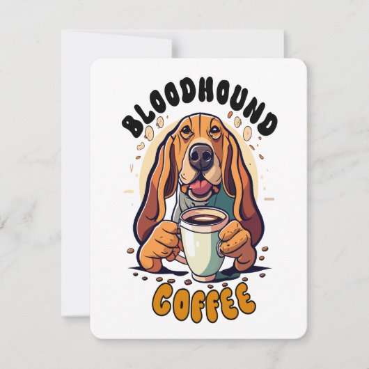 Carte De Correspondance Funny Bloodhound chien boire du café (Devant)