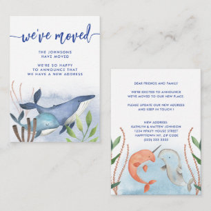 Carte De Correspondance Funny Blue Whale Nouvelle adresse Moving Faire-par